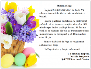 Mesaj de felicitare cu ocazia Sfintelor Sărbători de Paști