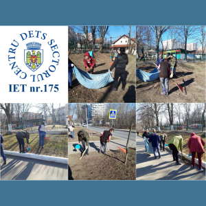 Angajații Grădiniței nr.175 realizează acţiuni de salubrizare şi amenajare a teritoriilor aferente și adiacente instituţiei