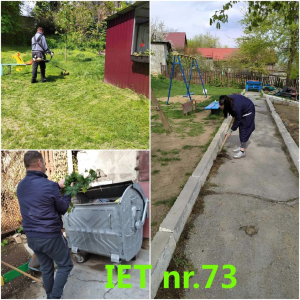 Procesul de desfașurare a salubrizării teritoriului aferen/adiacent Grădiniței nr.73 din sectorul Centru, inclusiv cositul ierbii