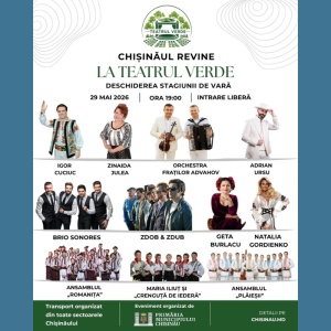 Pe 29 mai, Teatrul Verde din sectorul Centru își redeschide porțile cu un concert extraordinar!